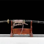 Sakura Katanaka black katana with Damascus steel blade