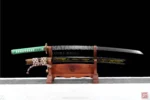 Black samurai katana featuring Hamon