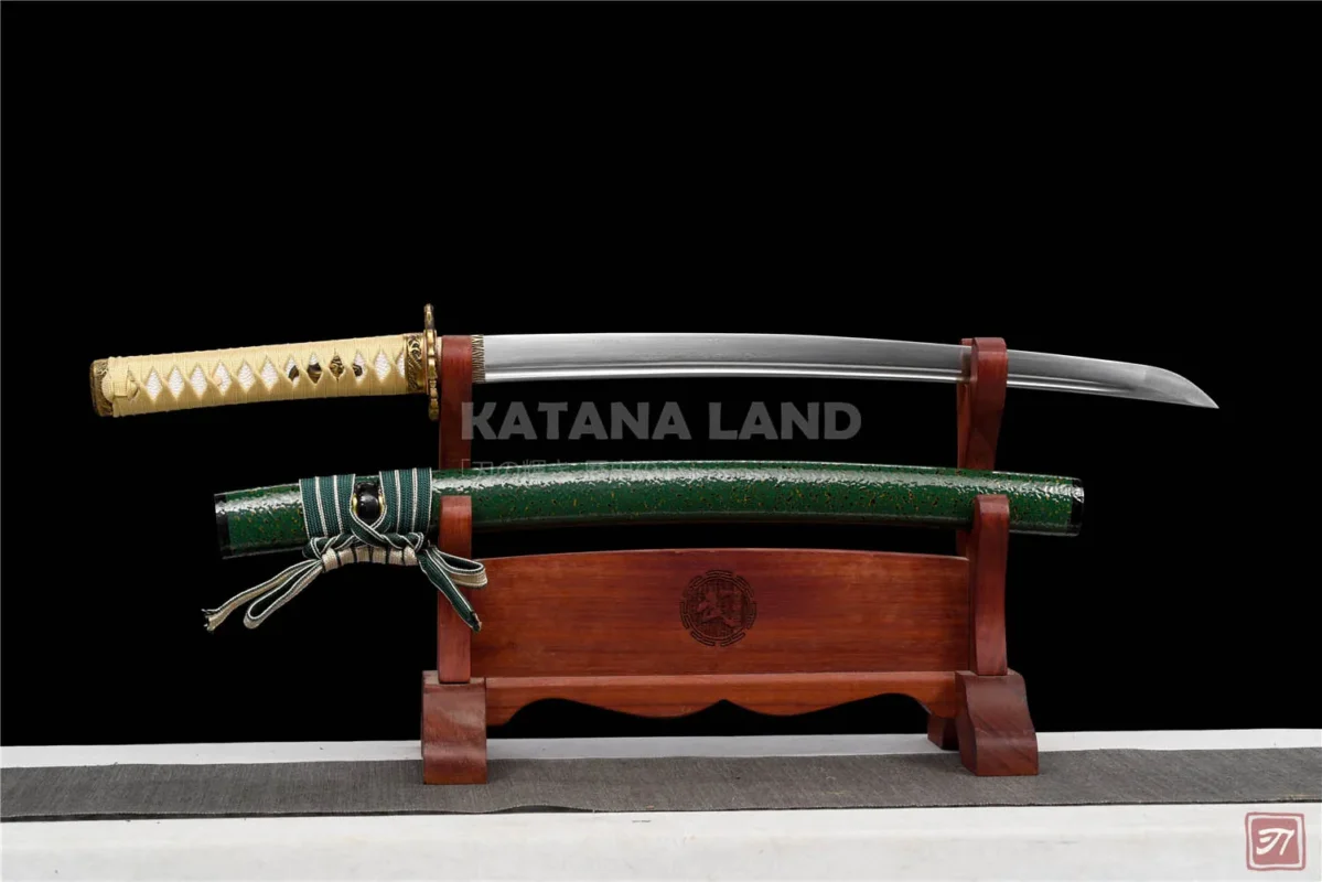 Green samurai katana featuring BO-HI