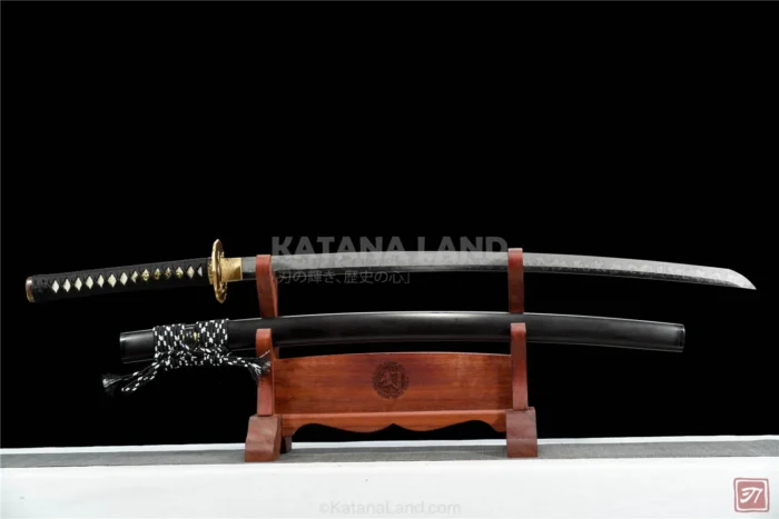 Black Samurai Katana with Hamon Pattern