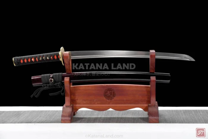 Black samurai katana featuring BO-HI