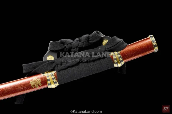 Unique red color katana, a symbol of Japanese martial heritage