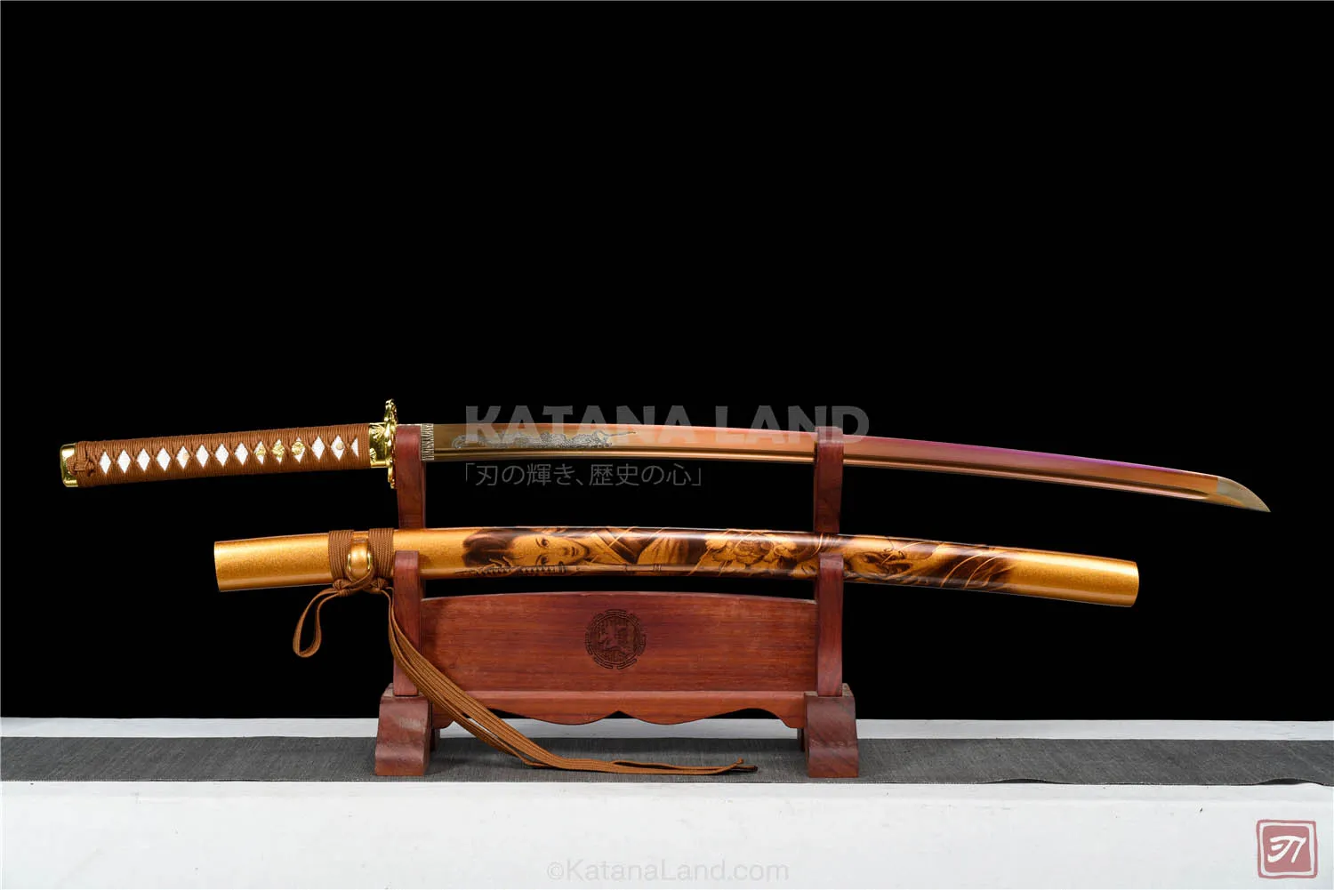 Gold Samurai Katana featuring BO-HI Design