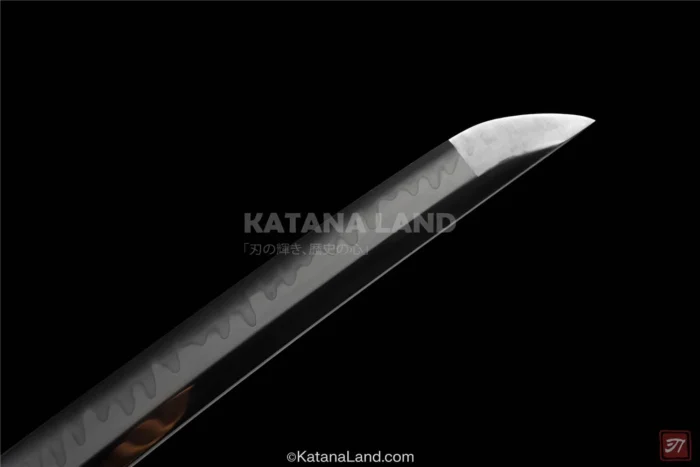 Elegant Black Katana with Stunning Hamon Design