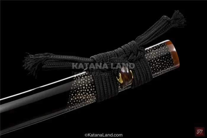 Artistic black katana with reflective surface