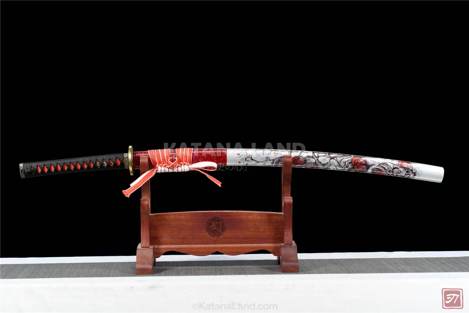 Crimson Samurai Rose Katana with Spring Steel Blade