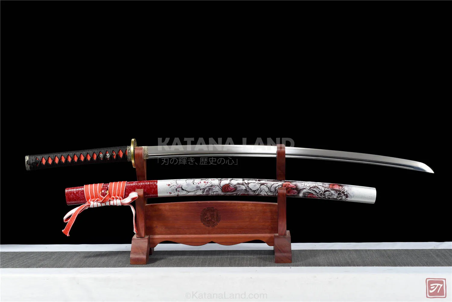 Silver Katana Sword Featuring BO-HI Design