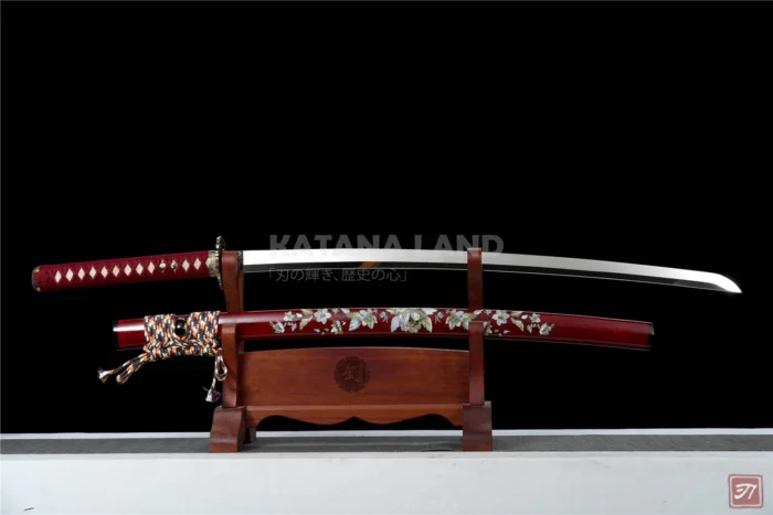 Red Samurai Katana with Mirror Finish