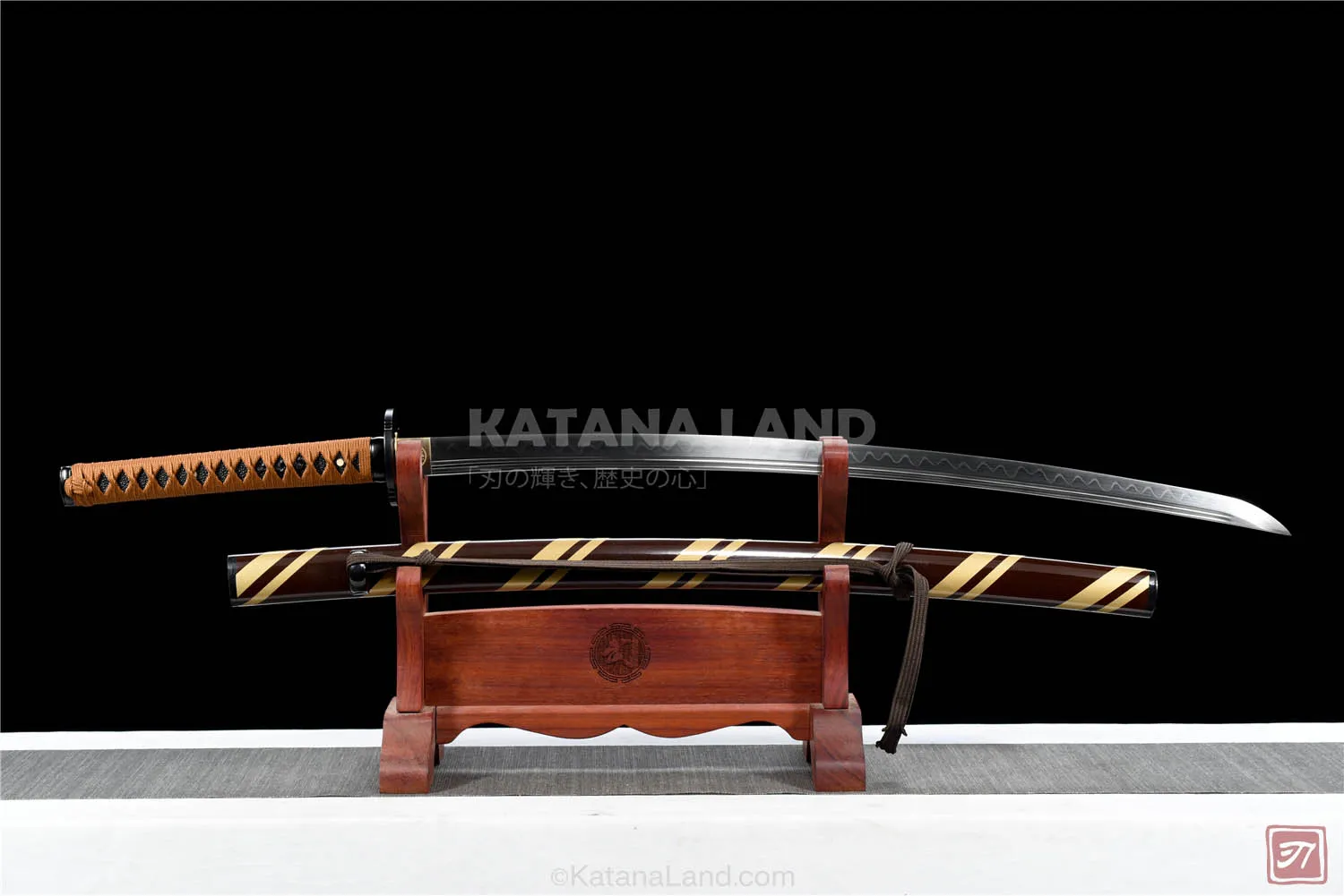 Black Damascus steel katana sword