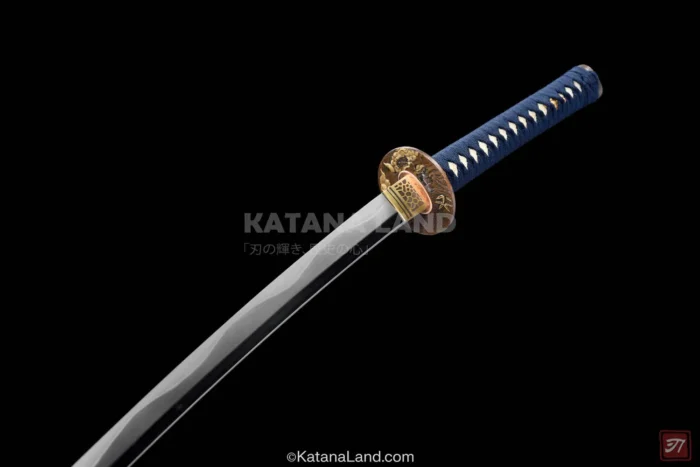 Green katana swords with exquisite Hamon detail