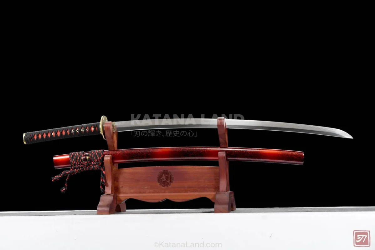 Red Samurai Katana with Hamon Pattern