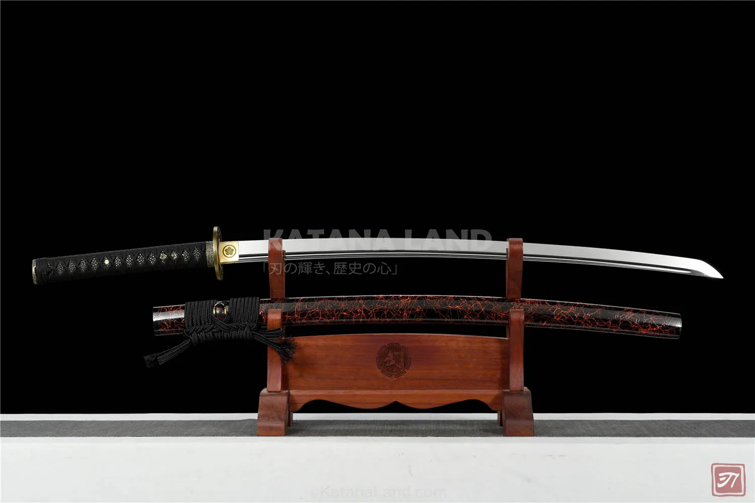 Black Samurai Katana with BO-HI Design