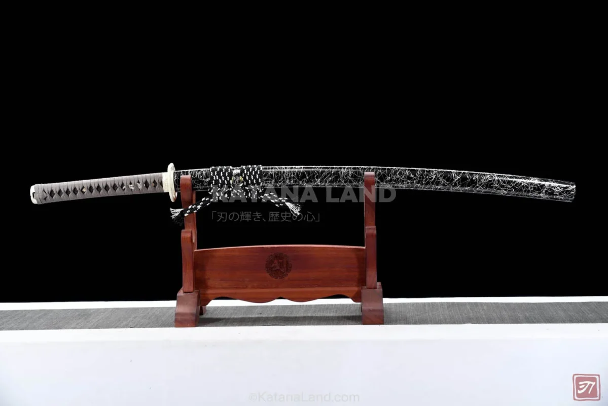 Silver Musashi Katana with Hamon