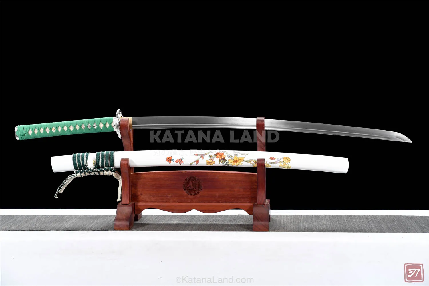 White katana swords featuring BO-HI and Hamon