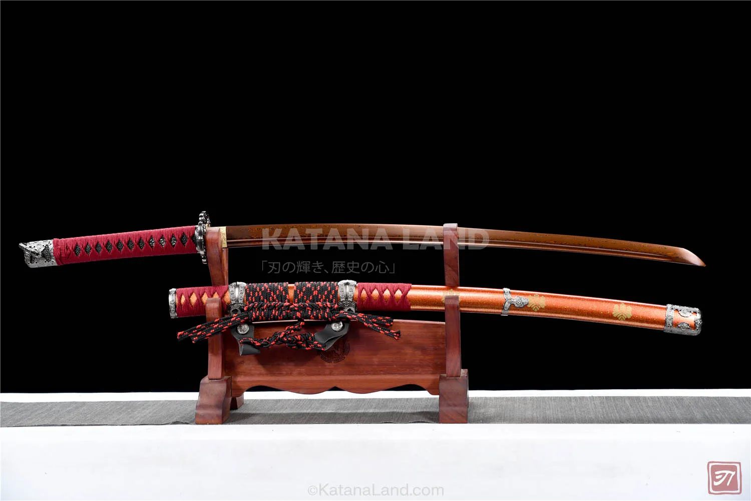 Orange Damascus katana sword