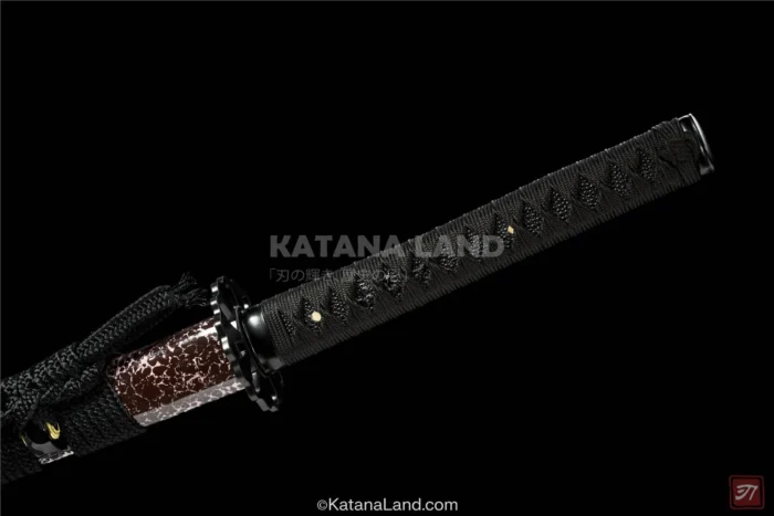 Gray katana sword with traditional Japanese features