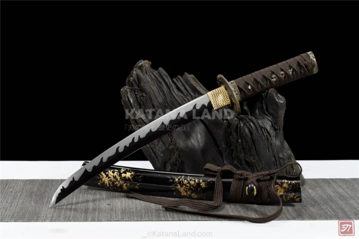 Black Samurai Katana Featuring Hamon Design