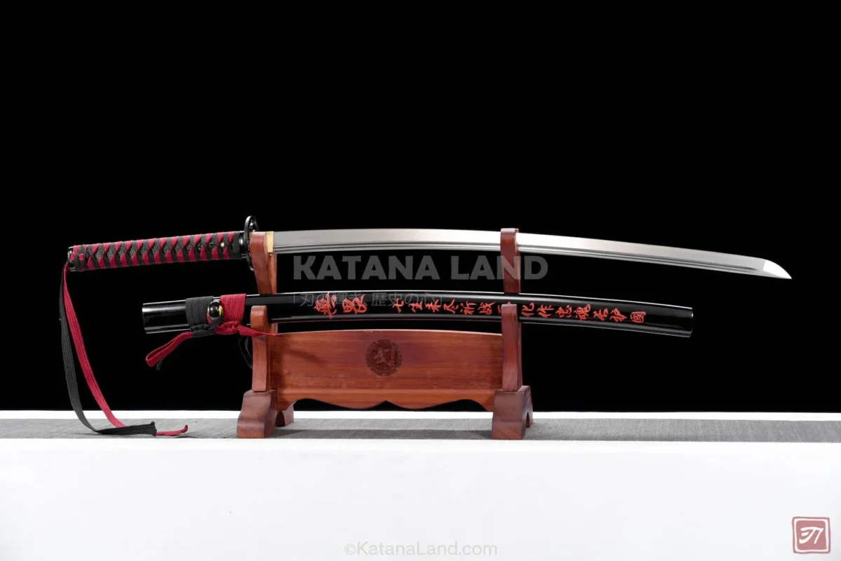 Black samurai katana featuring BO-HI design