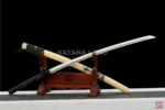 Damascus steel katana with unique Hamon pattern