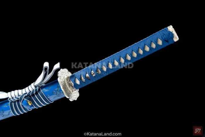 Elegant blue blade katana for display