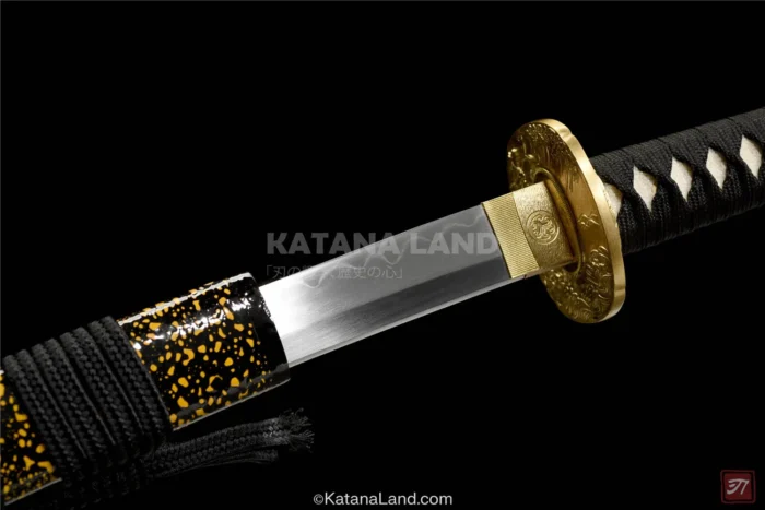 Damascus steel katana with sleek black finish