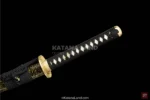Premium black katana with Damascus design