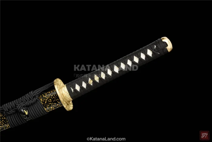 Premium black katana with Damascus design