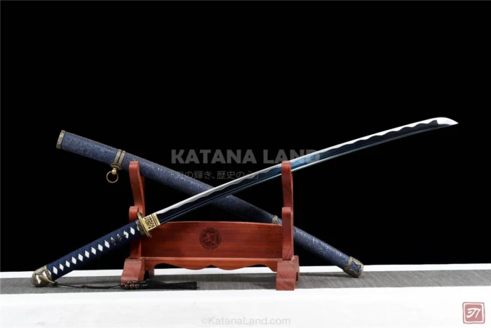 Elegant purple katana sword with traditional design