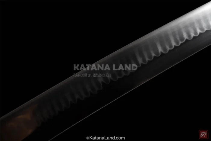 Elegant black katana sword with unique Hamon pattern