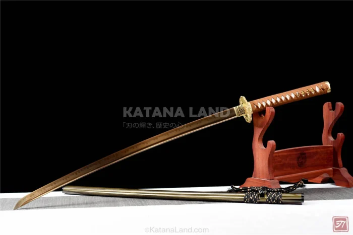 Bronze katana sword featuring BO-HI and Hamon