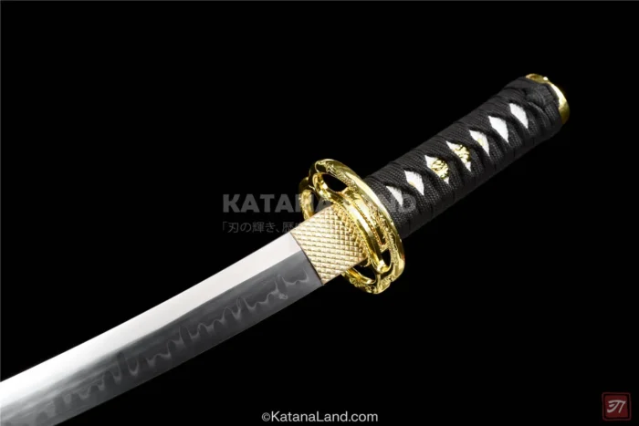 Decorative Golden Katana with Authentic Hamon